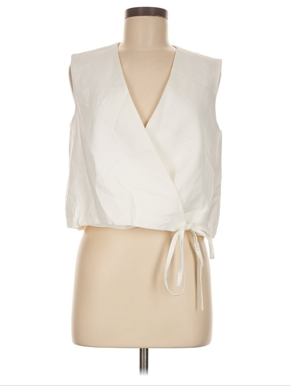 NWT COS White Wrap Tie Crop Waistcoast Vest Sleeveless